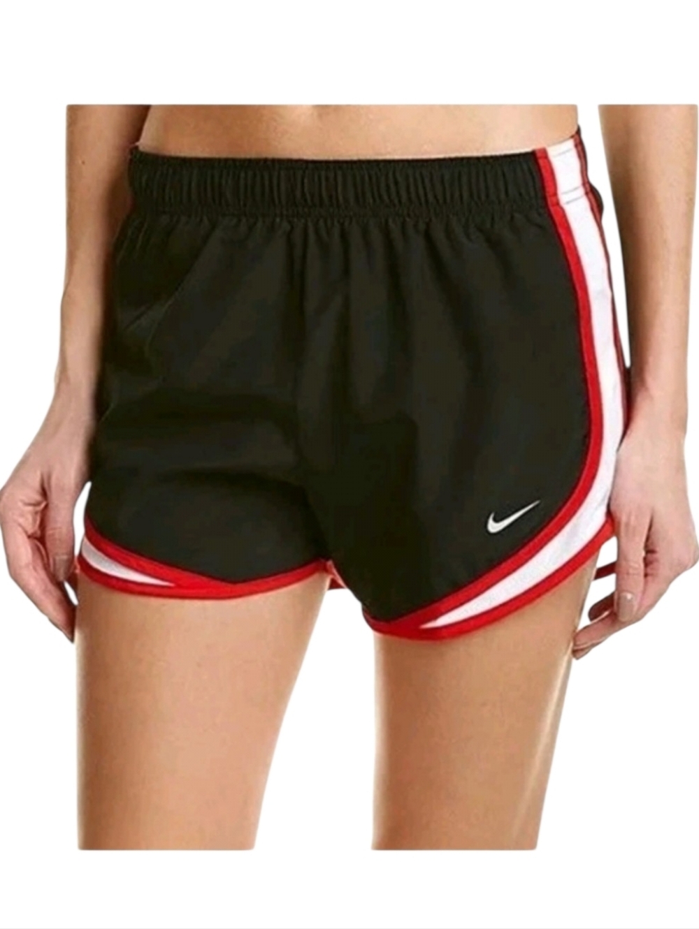 Nike Dri-fit Tempo Mid-Rise Black Red Running Shorts Women's Size Small